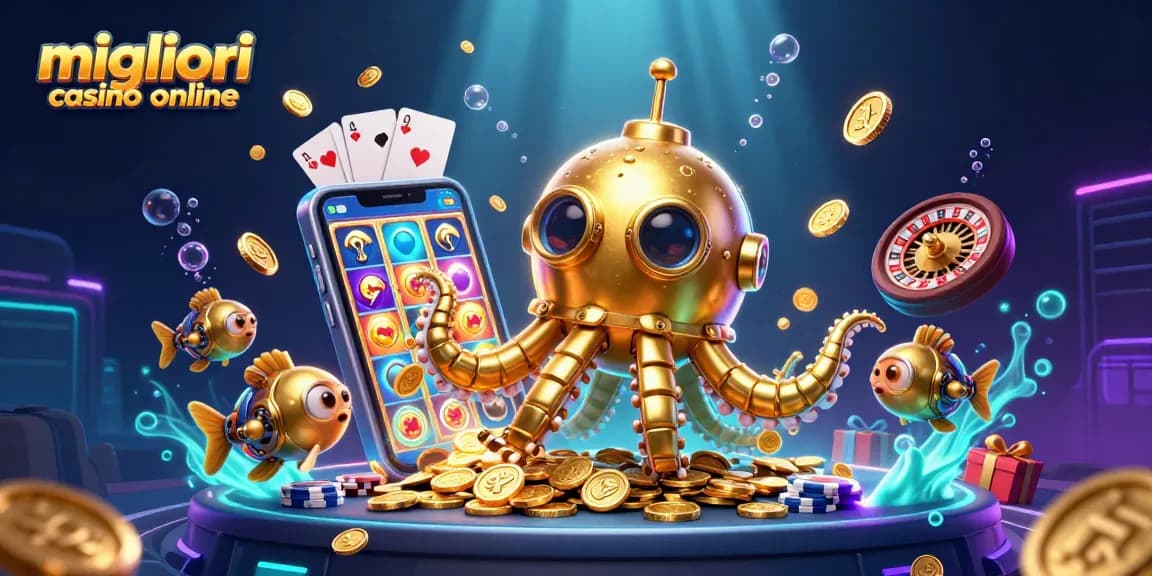 I migliori casino online offrono esperienze emozionanti, come questo kraken sottomarino in un mare di monete d'oro.