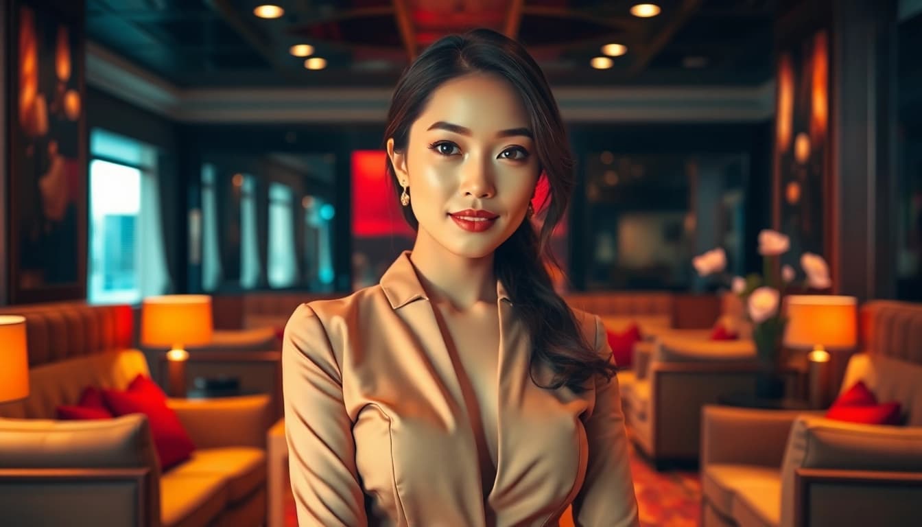 Singapore escort offering a luxurious and intimate experience in a stylish lounge.