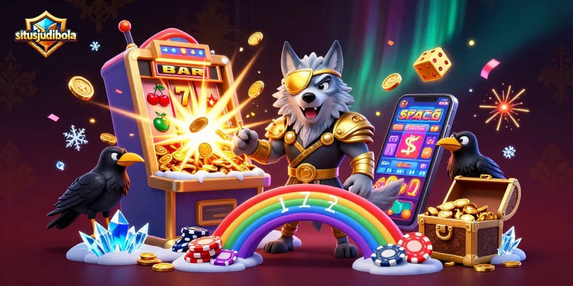 Situsjudibola promotes thrilling bets with a cinematic Norse-inspired casino scene bursting with excitement.