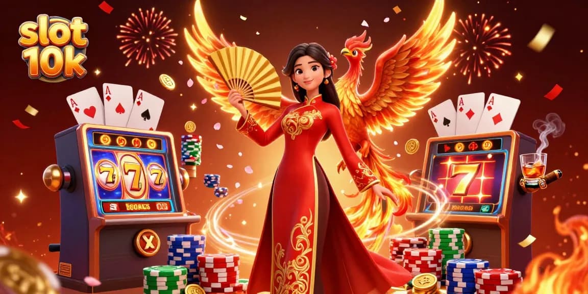 Win big with slot 10k in this vibrant casino illustration showcasing excitement and luck.