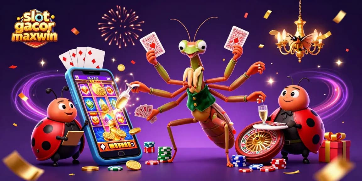 Engage in winning strategies at slot gacor maxwin with 3D characters in a vibrant casino scene.