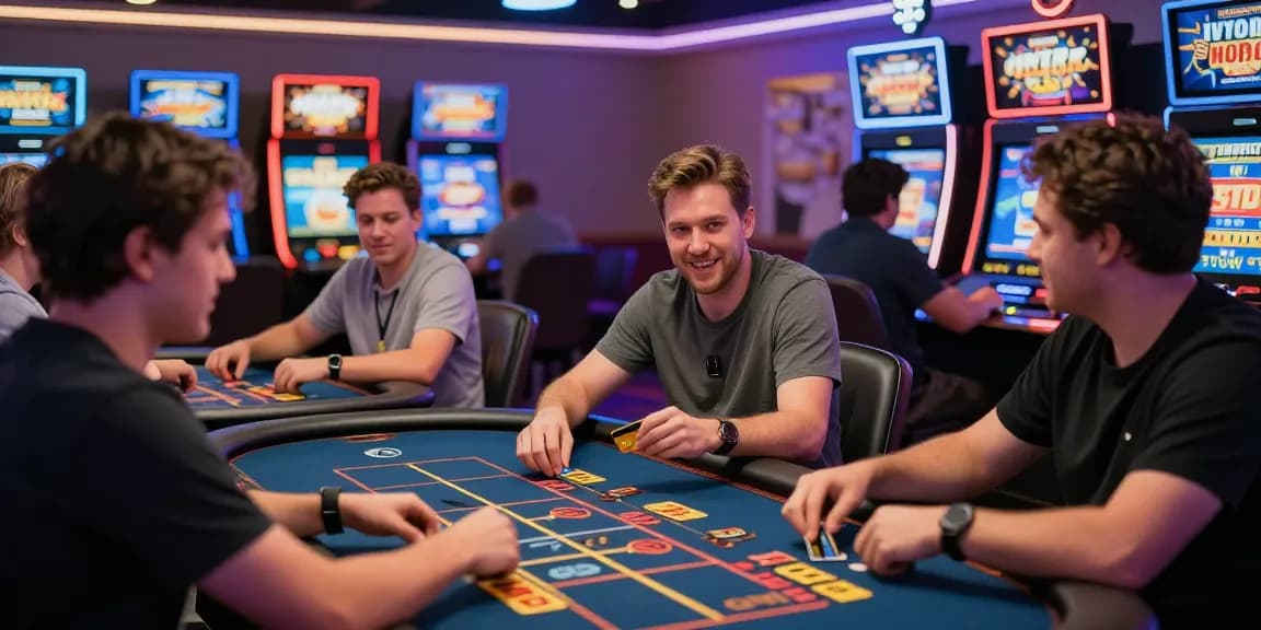 Players at a modern casino that accepts credit cards, enjoying games with excitement and vibrant atmosphere.