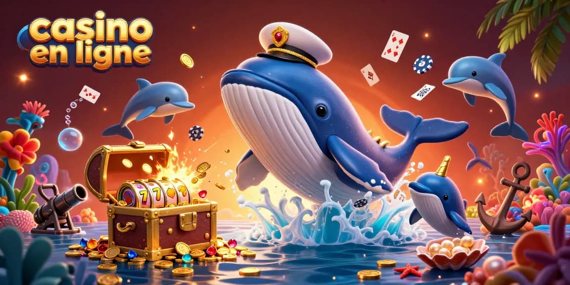 Jouer dans un casino en ligne pendant que des personnages marins s'amusent avec des jetons.