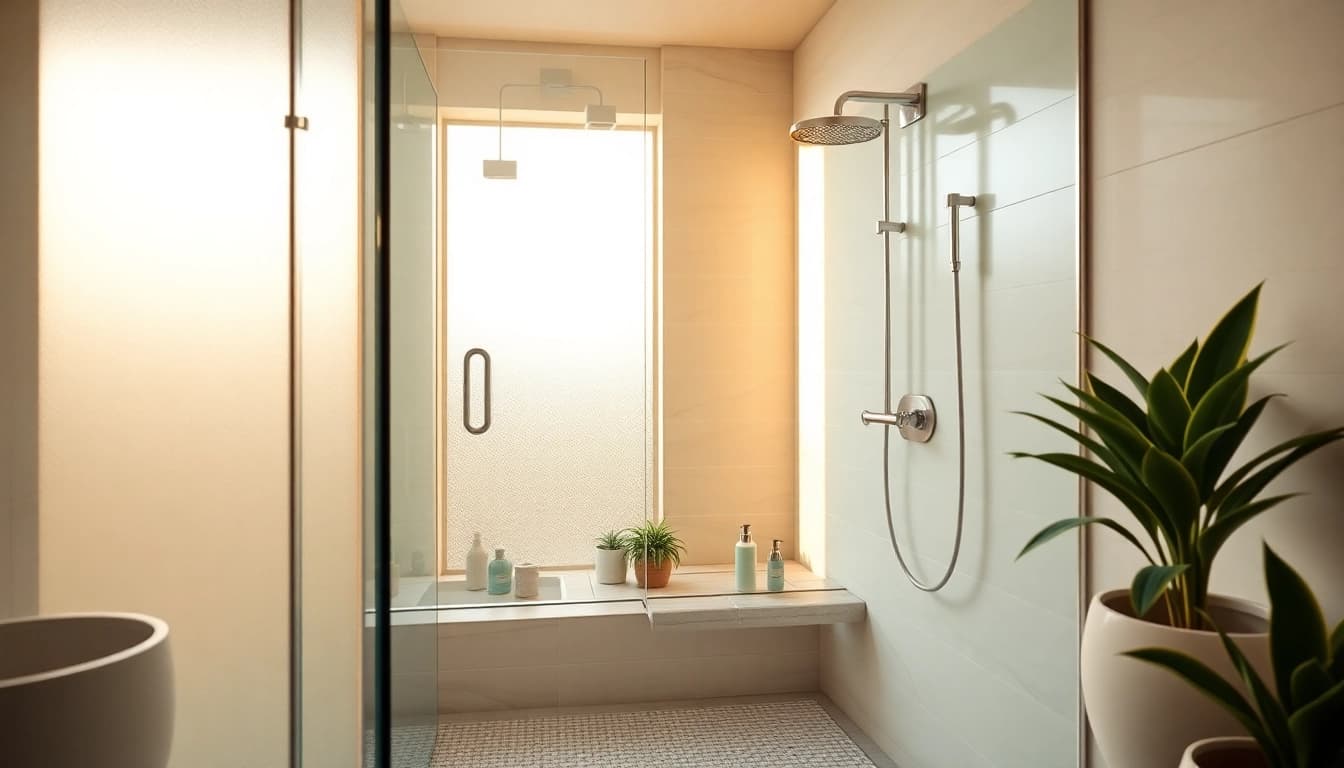Elegant showers au showcased in a modern and serene bathroom setting with sleek fixtures.