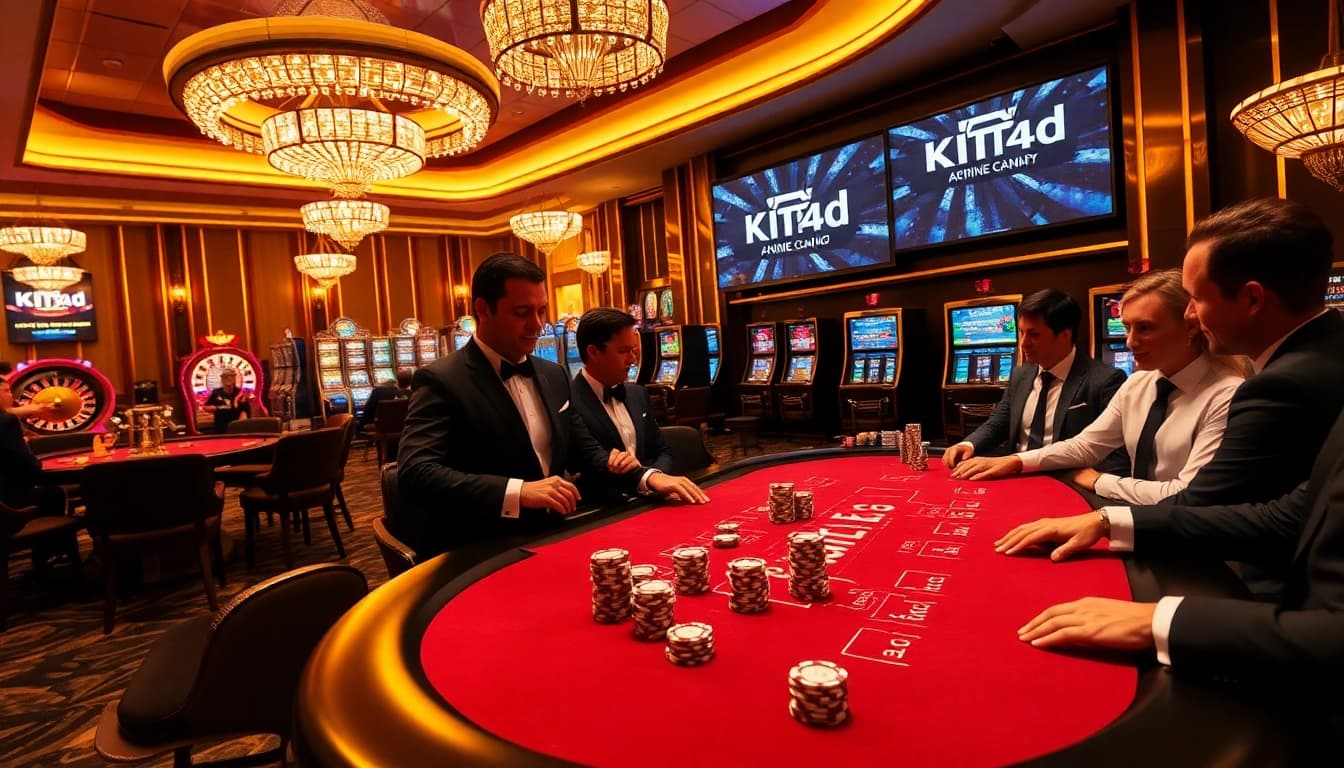Rasakan sensasi taruhan tinggi di meja poker KIT4D di tengah visual kasino yang hidup.