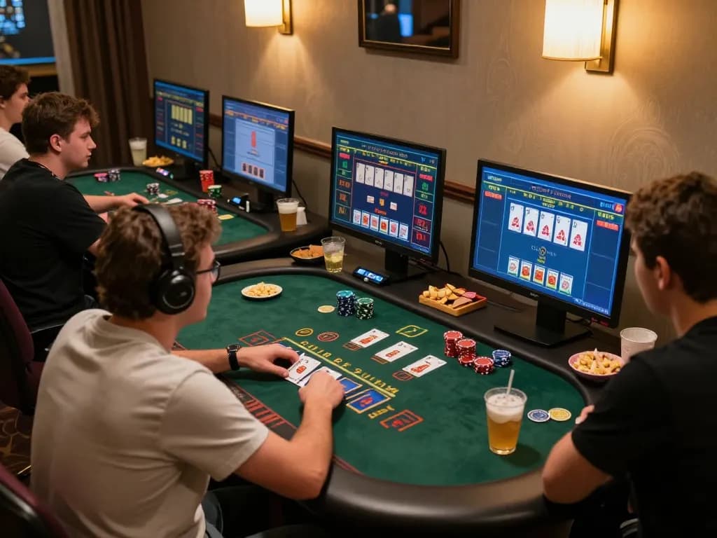 Players strategizing in an online casino while using blackjack tactics at 88i for better odds.