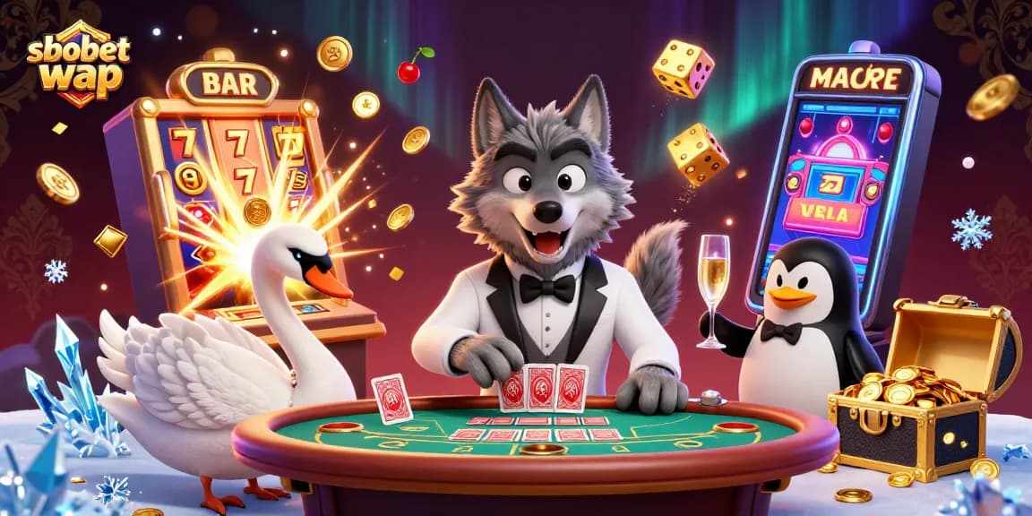 Experience sbobet wap mobile betting action with vibrant casino characters and dynamic game elements.
