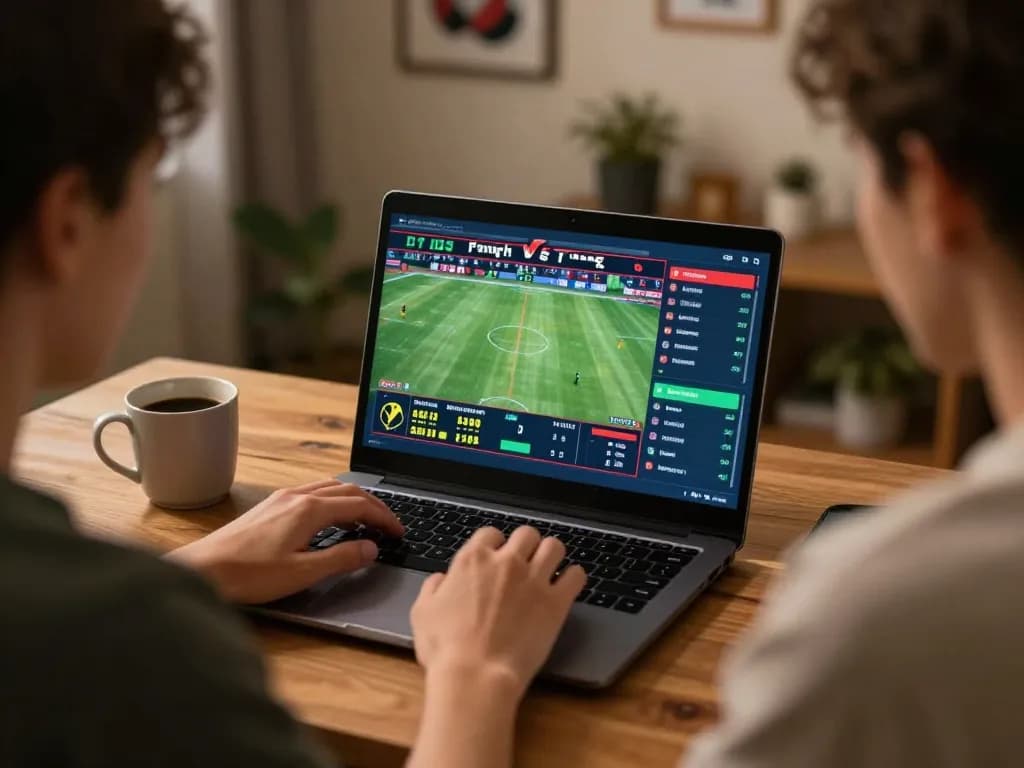 Experience the thrill of online betting at https://keotructuyen.jpn.com/ with dynamic match odds displayed on a laptop screen.