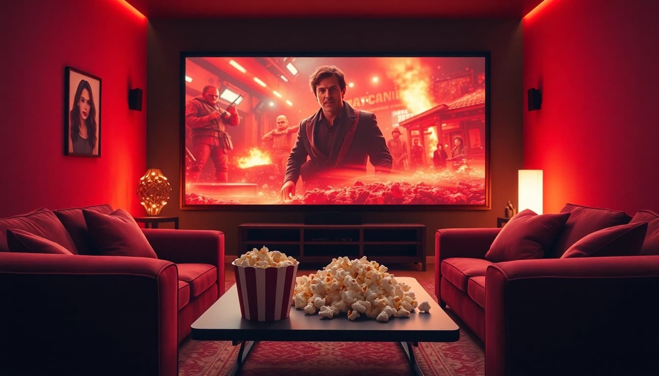 ดูหนัง ในห้องนั่งเล่นที่มีโรงภาพยนตร์ส่วนตัว พร้อมกับบรรยากาศที่อบอุ่น
