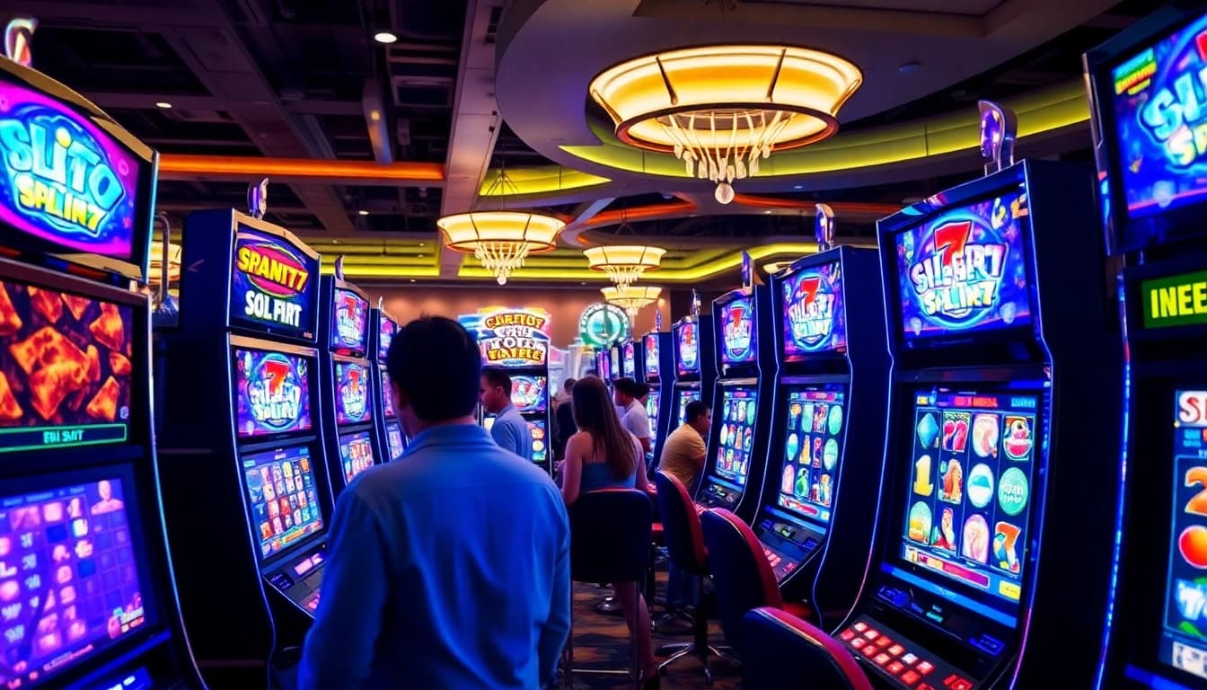 Permainan slot777 yang menarik perhatian dengan cahaya dan grafis yang cerah.