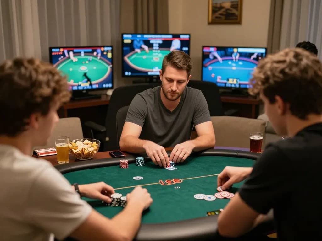 Engaging poker game on 678vip app at home with player in cozy setting