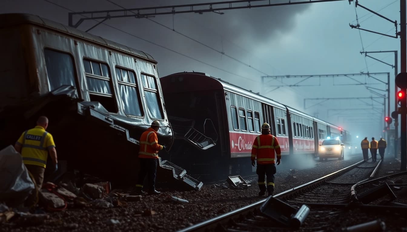 First responders at the spain train crash scene, emphasizing urgency and chaos.