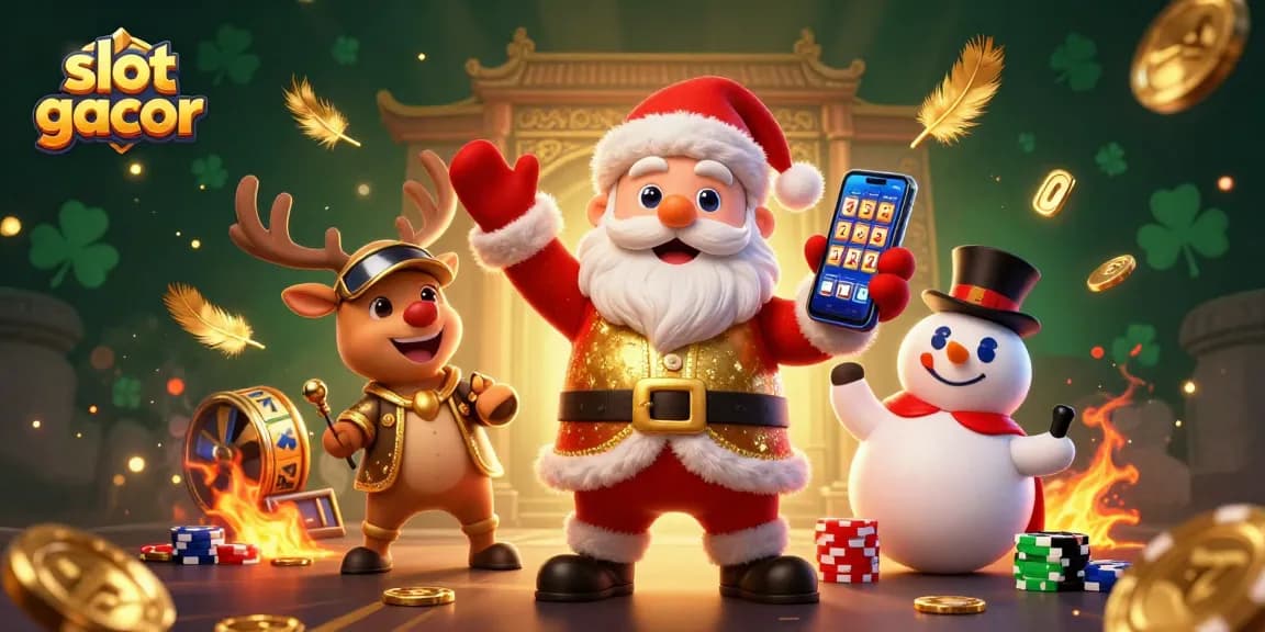 Mencoba slot gacor yang mengasyikkan di kasino dengan Santa Claus, rusa, dan snowman.