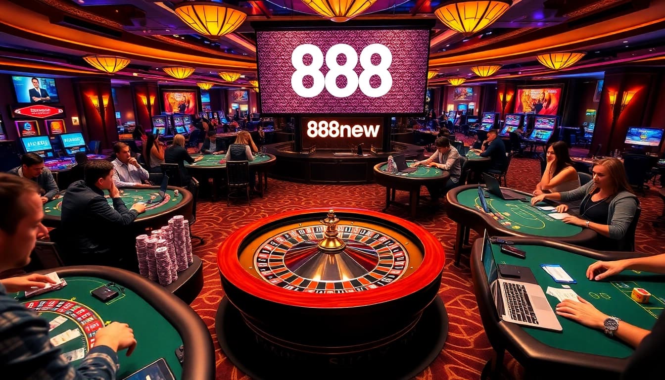 Players enjoying thrilling games at 888new casino, highlighting excitement and vibrant atmosphere.
