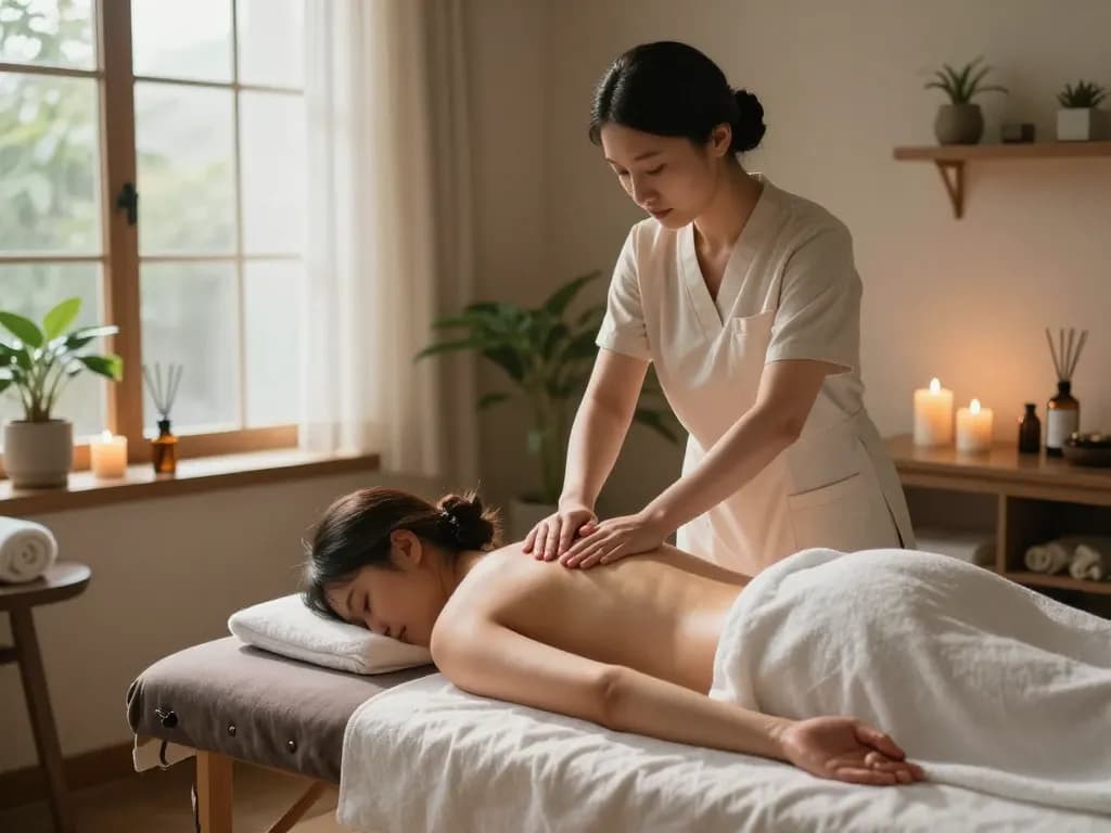 고요한 스파 환경에서 서초스웨디시 마사지 테라피 중의 이완