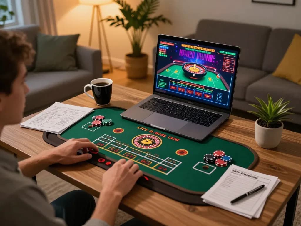 Engaged player enjoying live roulette on tv88 with strategic notes beside them.