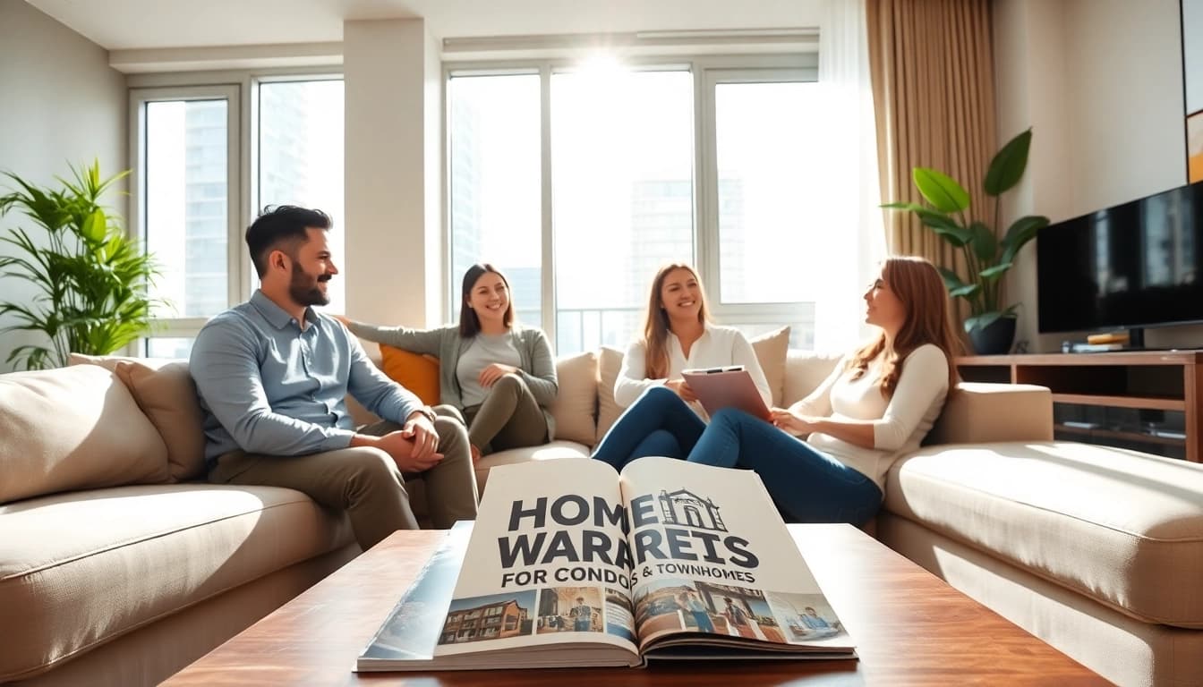 Learn about home warranty for condos and townhomes while enjoying a family moment in a cozy space.