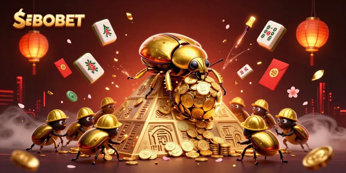 SBOBET enhances sports betting excitement with playful 3D golden dung beetles rolling coins