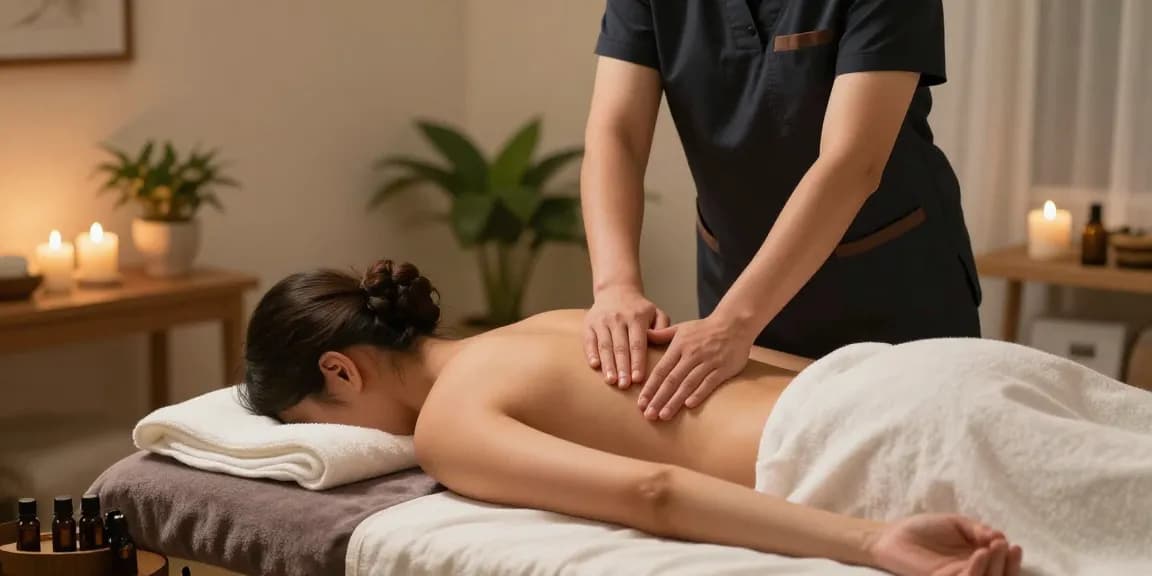 마사지 고객을 위한 편안한 스웨디시 마사지를 진행 중인 치료사
