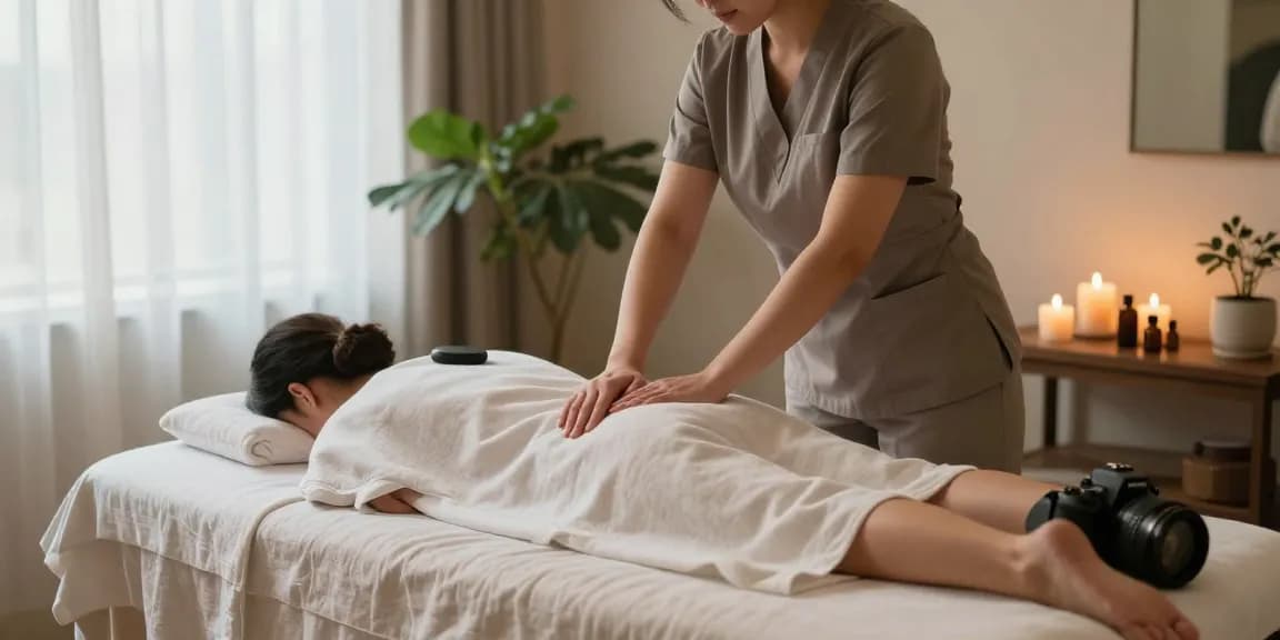 마사지와 아로마 오일이 어우러진 편안한 마사지 룸
