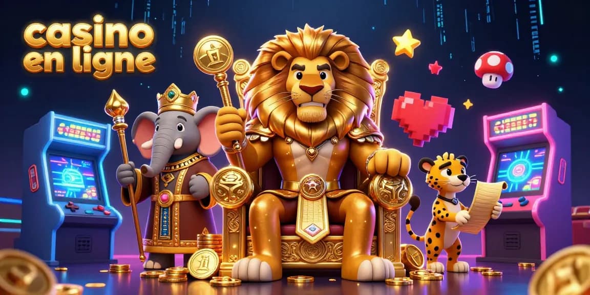 Jouez à des jeux de casino en ligne avec des personnages dynamiques et des éléments lumineux.