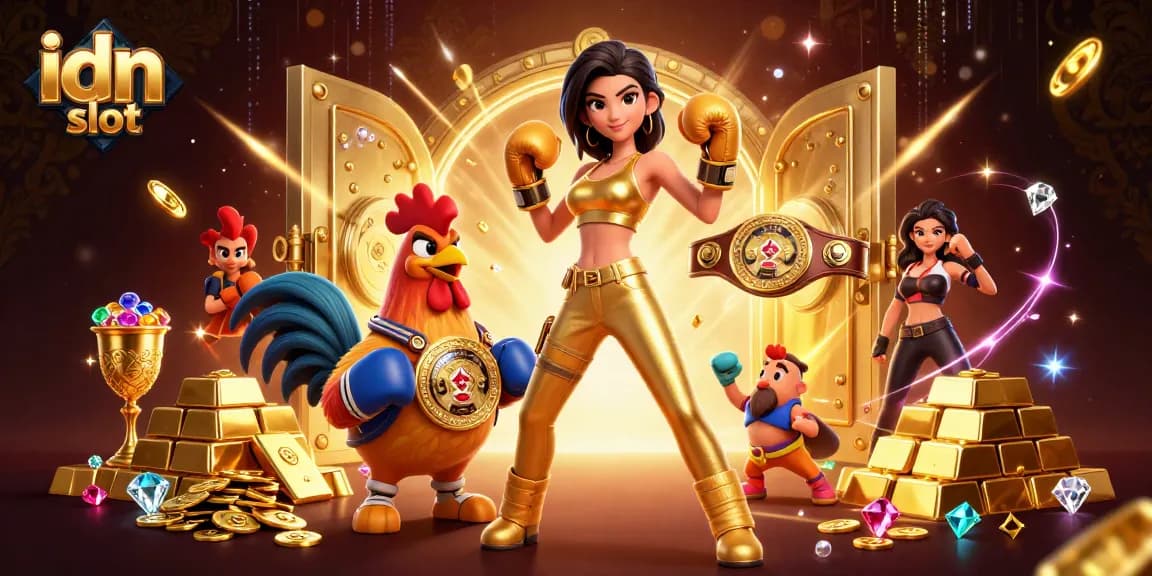 Experience dynamic action in a vibrant scene featuring idn slot with golden treasures and game elements.