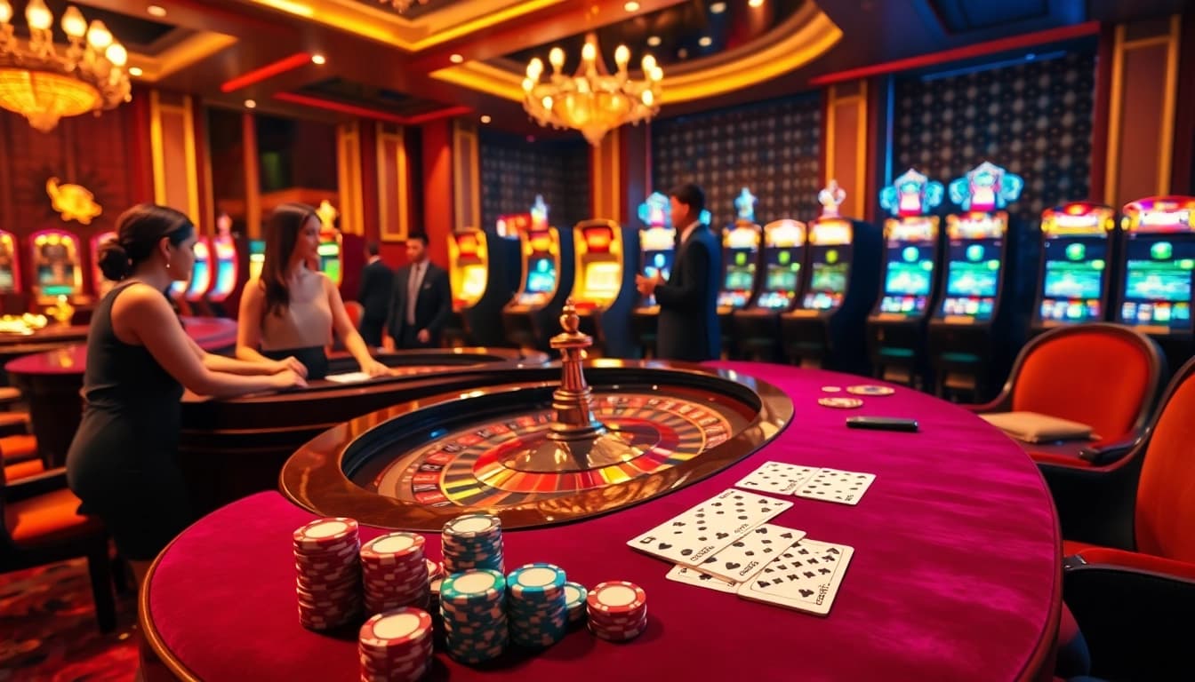 The excitement of betting at mv88 casino with luxurious roulette and vibrant poker chips.