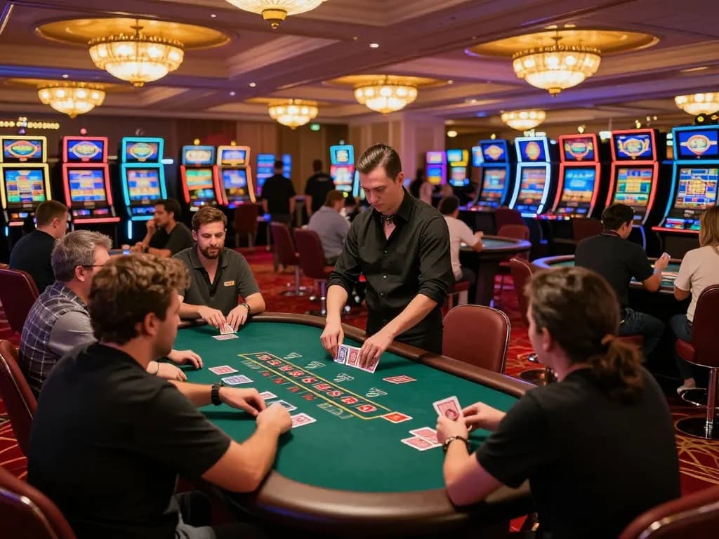 Players enjoying an exciting game of blackjack at XX88 casino, showcasing dynamic gambling action.
