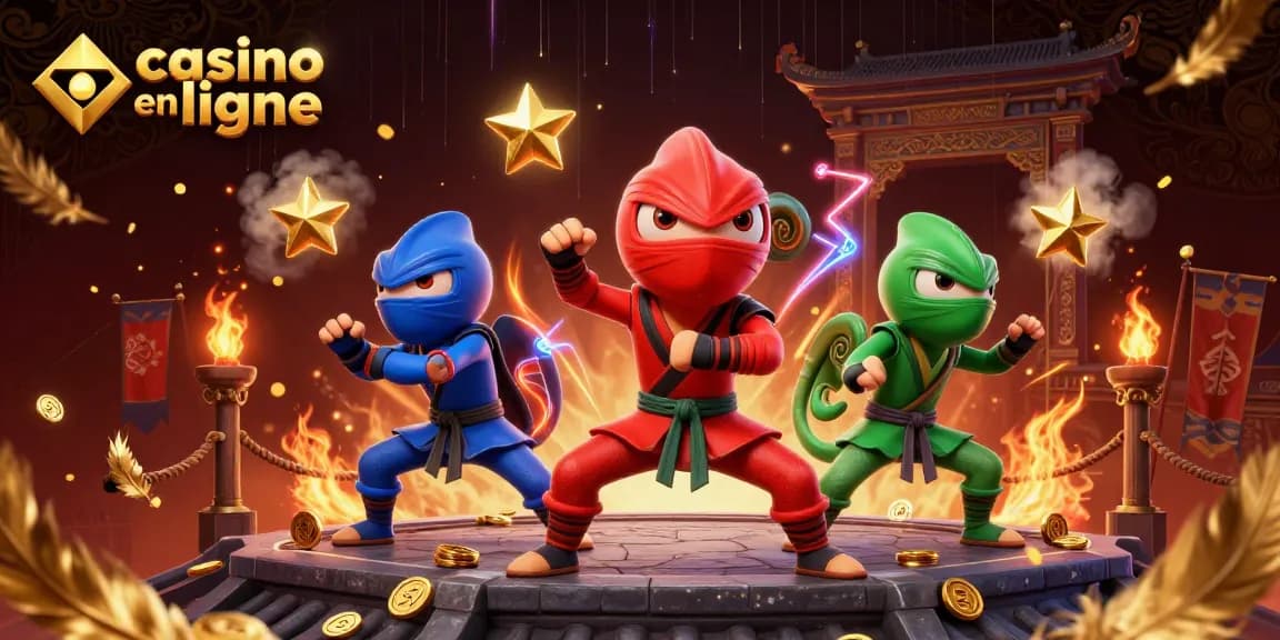Action de jeu captivante dans un casino en ligne avec des caméléons ninjas