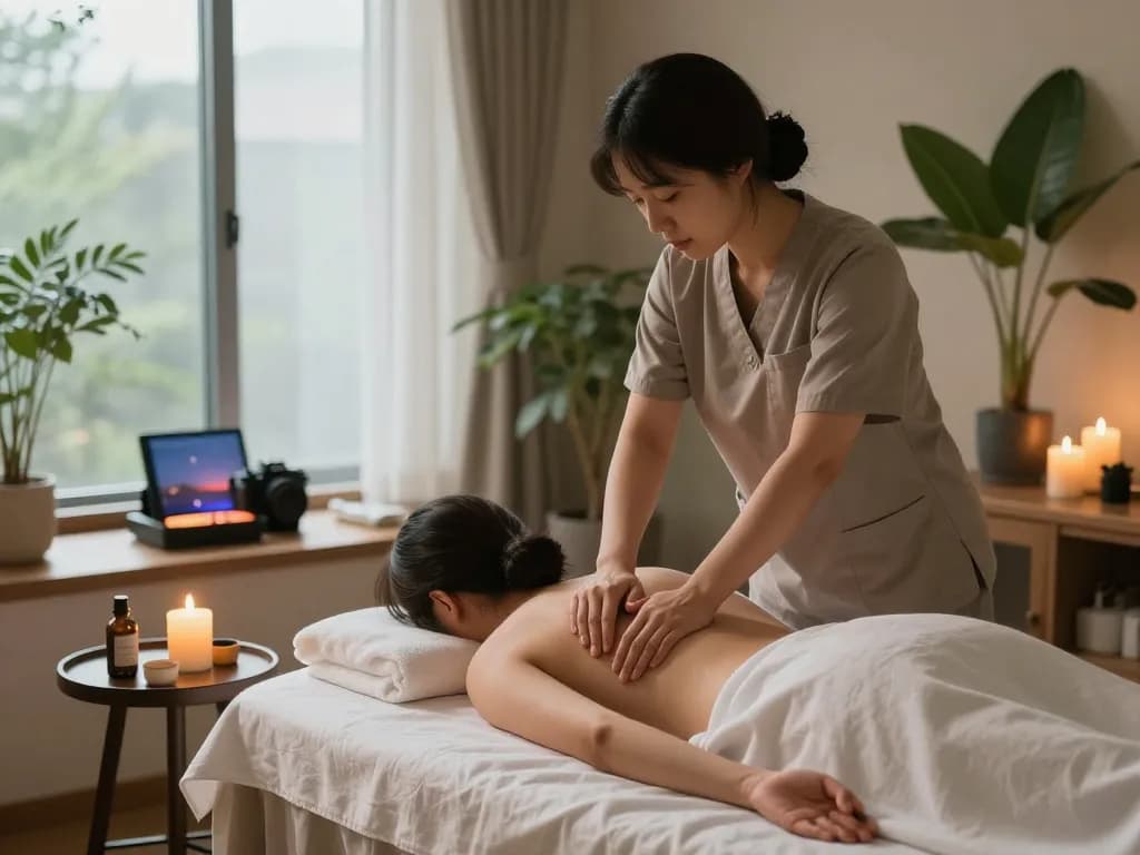 Experience therapeutic relaxation with 천안스웨디시 massage in a serene spa room.