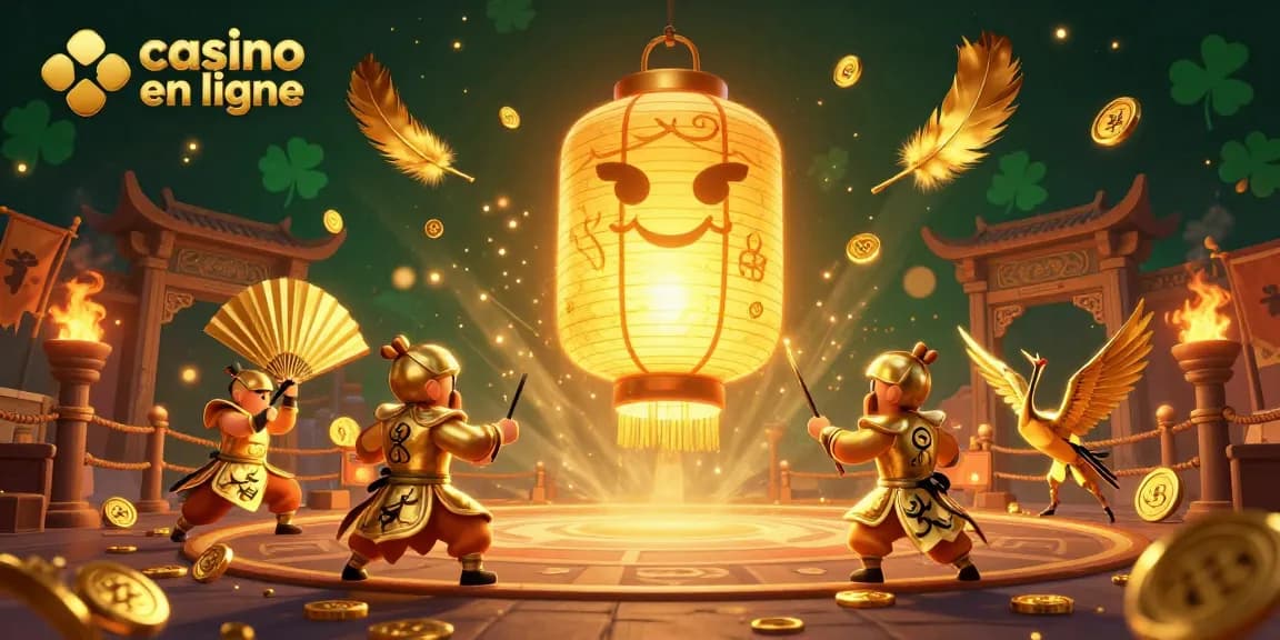 Jouez à des jeux captivants dans un casino en ligne animé avec des symboles porte-bonheur.