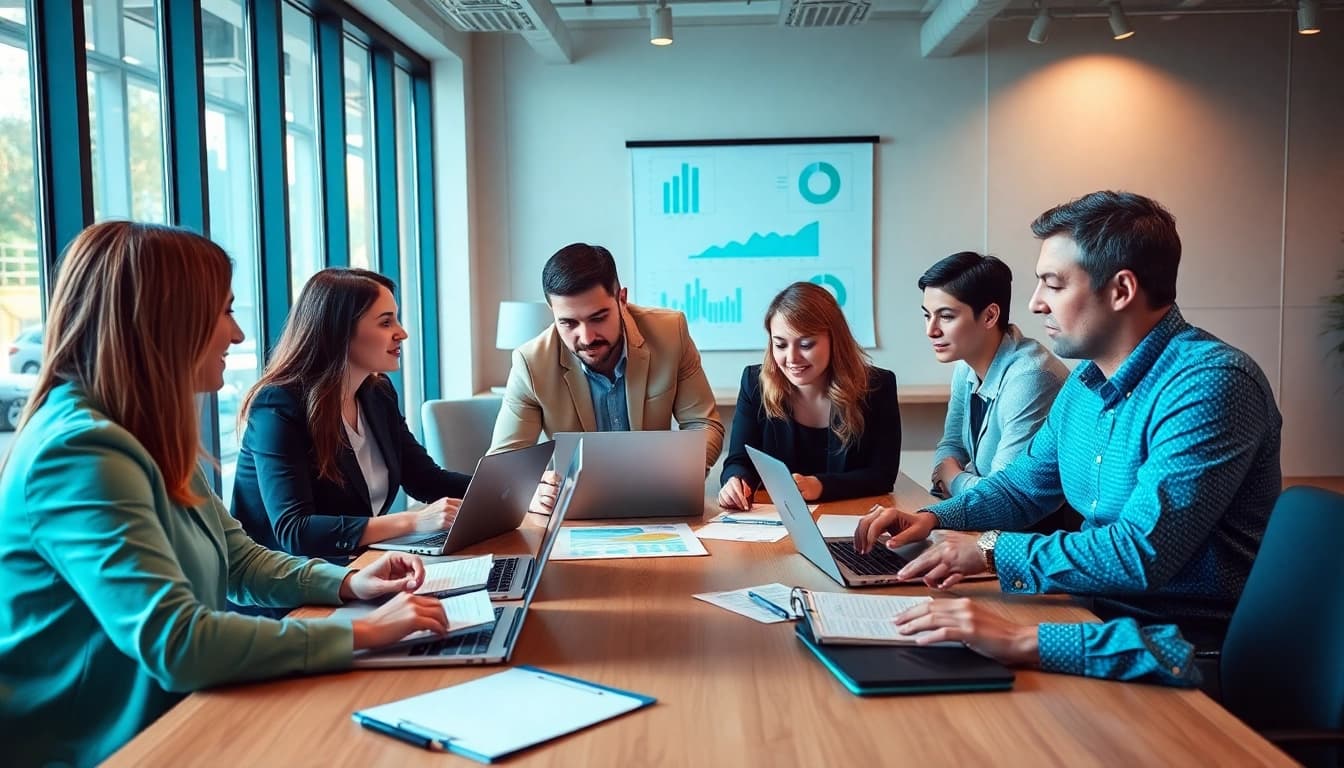 Boost edmonton seo strategies with a professional team collaborating in a modern office.