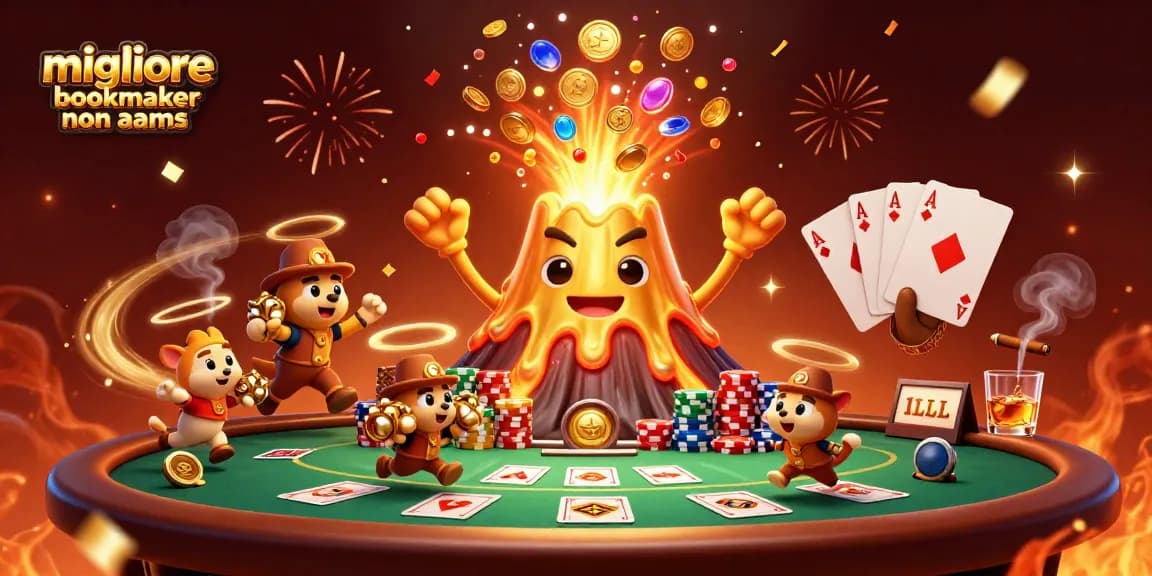 Migliore bookmaker non AAMS: esplora la dinamica scena ludica con un vulcano d'oro e tesori in un casinò virtuale.