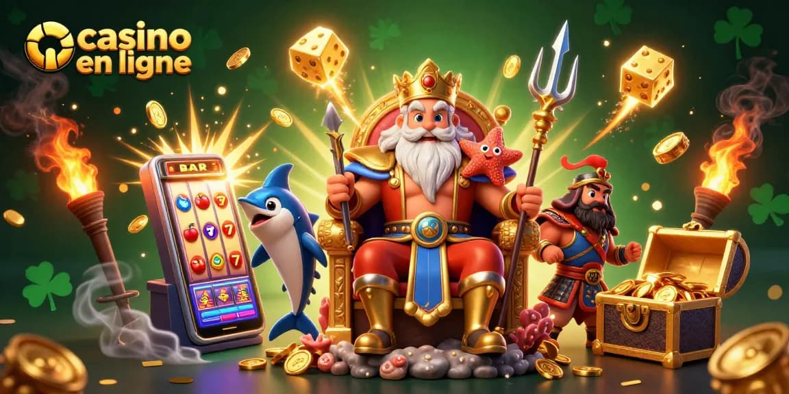 Profitez d'une expérience de casino en ligne avec des jackpots et un roi des mers amusant.