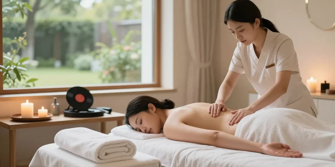 스웨디시 마사지 세션 준비 중인 마사지 치료사와 편안한 마사지 공간