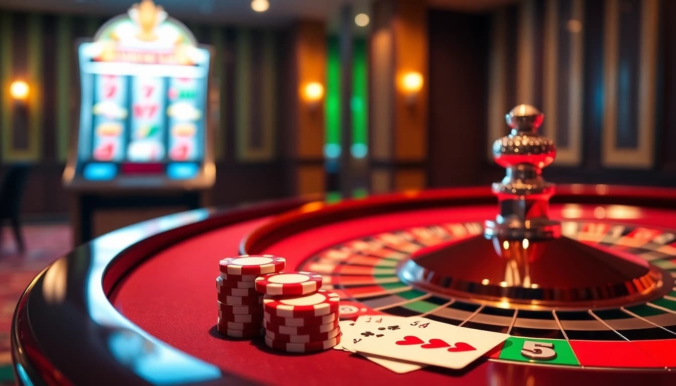 Experience thrilling gameplay at https://xx88n.org/ with a stunning casino scene featuring poker chips and roulette.
