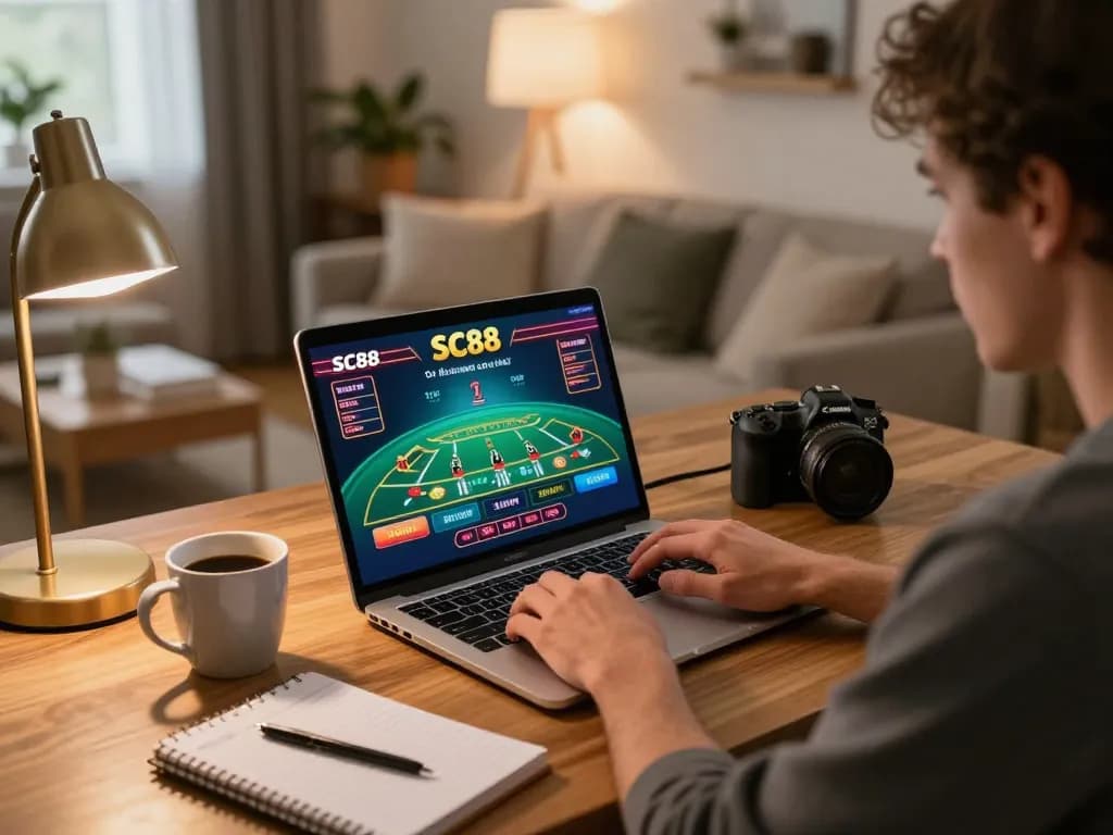 Player engaged in SC88 online blackjack game, showcasing strategic betting atmosphere.