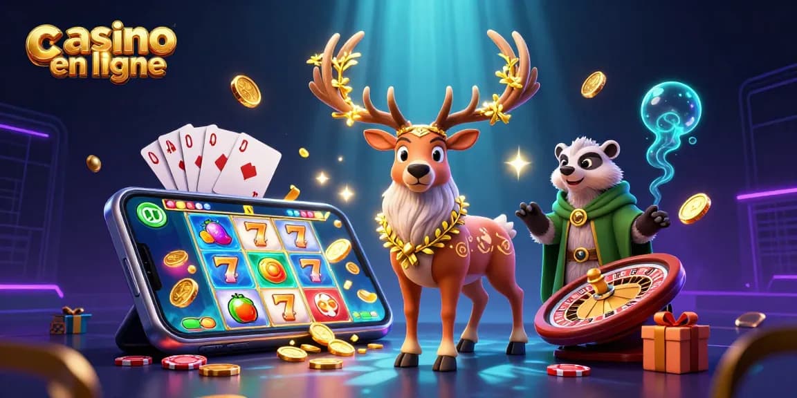 Découvrez le monde captivant du casino en ligne avec des personnages et des éléments de jeu en 3D.