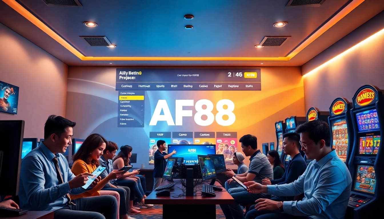 Exciting AF88 online betting experience with diverse users enjoying various games in a vibrant environment.