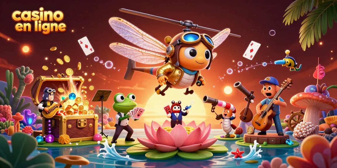 Jouer à des jeux de casino en ligne avec des croupiers et une scène festive