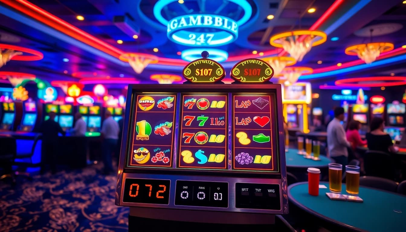 Menangkan jackpot dengan igamble247 slot yang memikat, dikelilingi suasana kasino yang meriah.