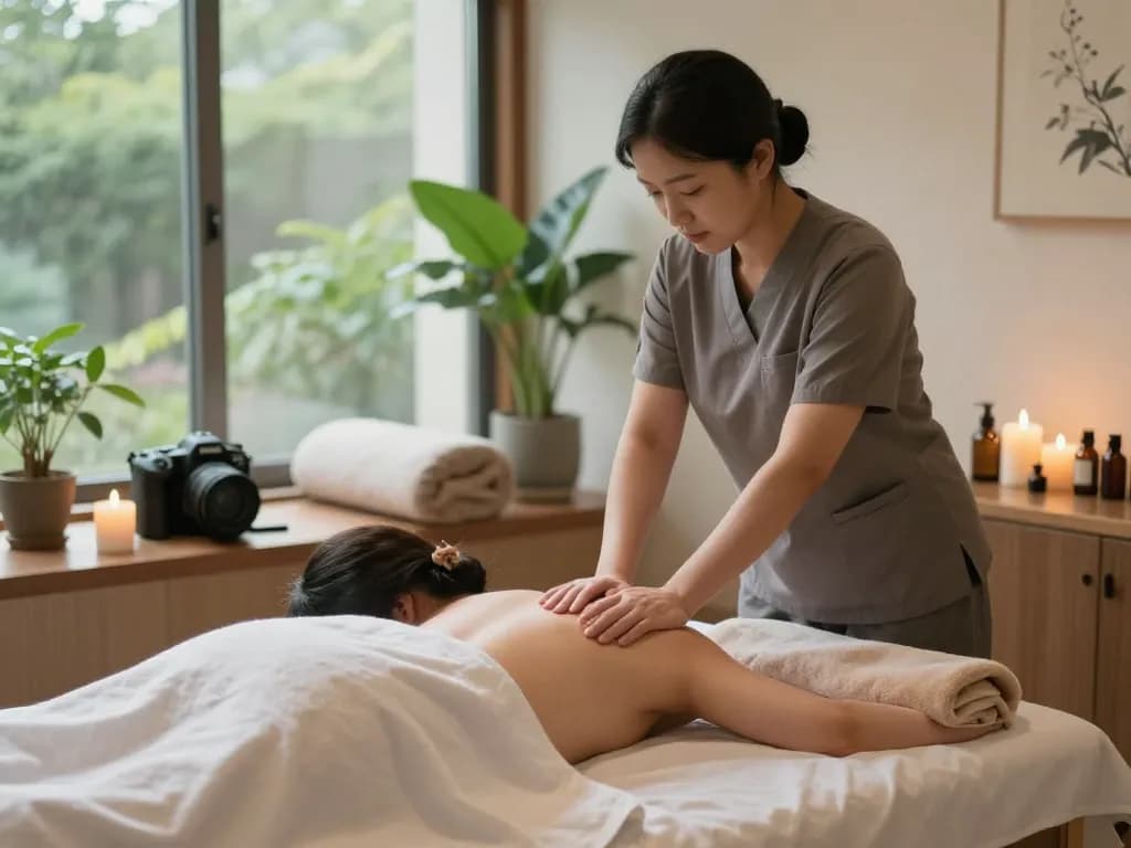 Enjoying a relaxing Swedish massage experience in Cheonan spa.