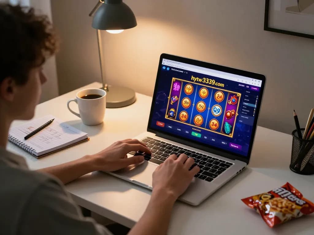 Engage with hytw3339 com online gaming using a laptop in a cozy home environment, showcasing strategic gameplay.