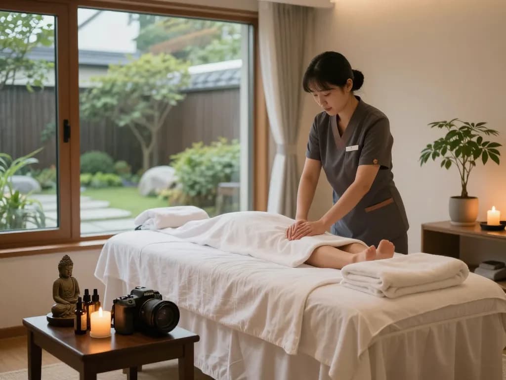 Serene Samseong-dong massage room showcasing a relaxing ambiance perfect for 삼산동마사지.
