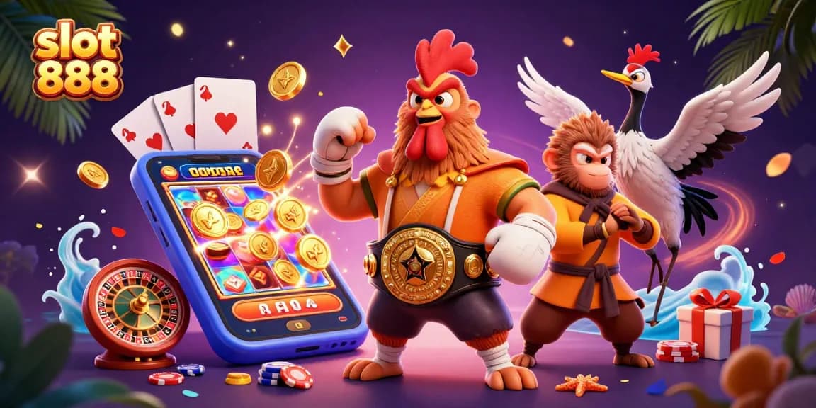 Experience the thrill of slot 888 with a vibrant 3D illustration showcasing a unique fantasy scene.