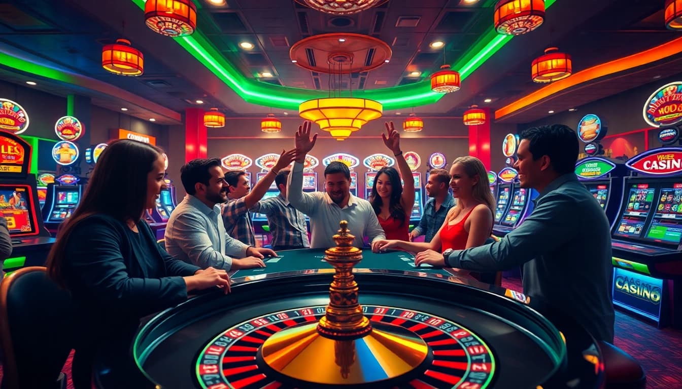 Spielen Sie mit einem casino bonus ohne einzahlung neu an einem farbenfrohen Roulettetisch.