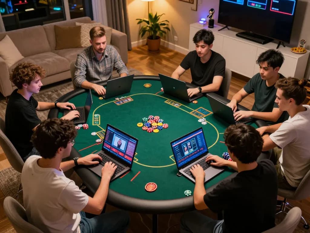 Engaging in dynamic online poker gameplay on 789win đăng nhập platform from a cozy home setup.