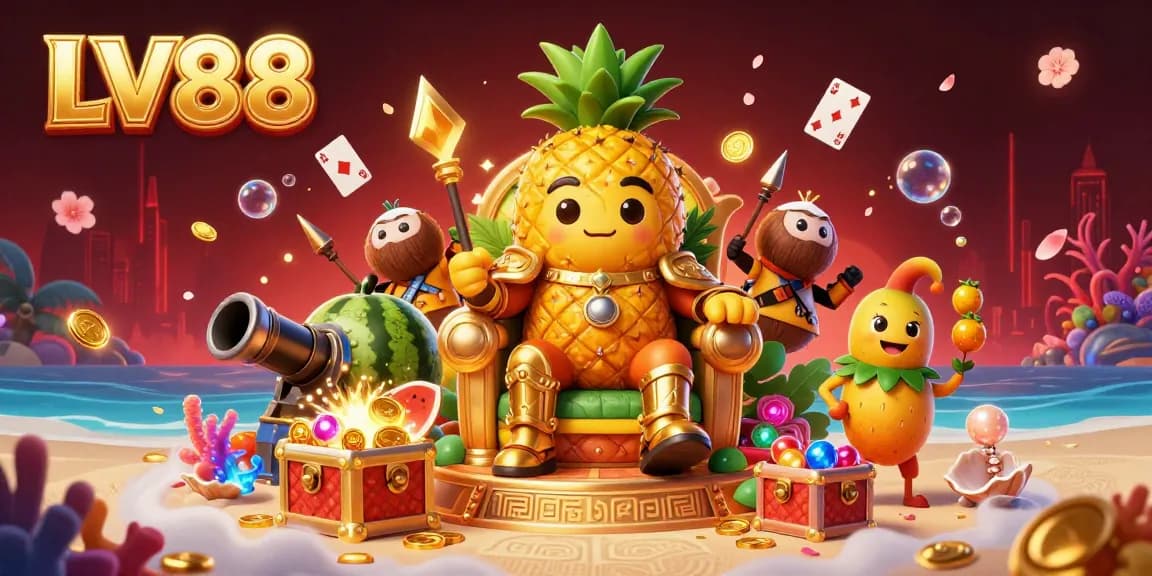 Experience exciting gaming at LV88 with vibrant characters and rich casino elements.