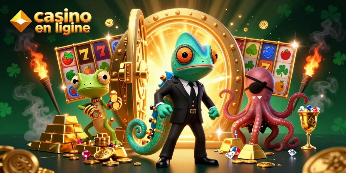 Jouez aux jeux de casino en ligne avec des personnages colorés dans une scène riche en détails.