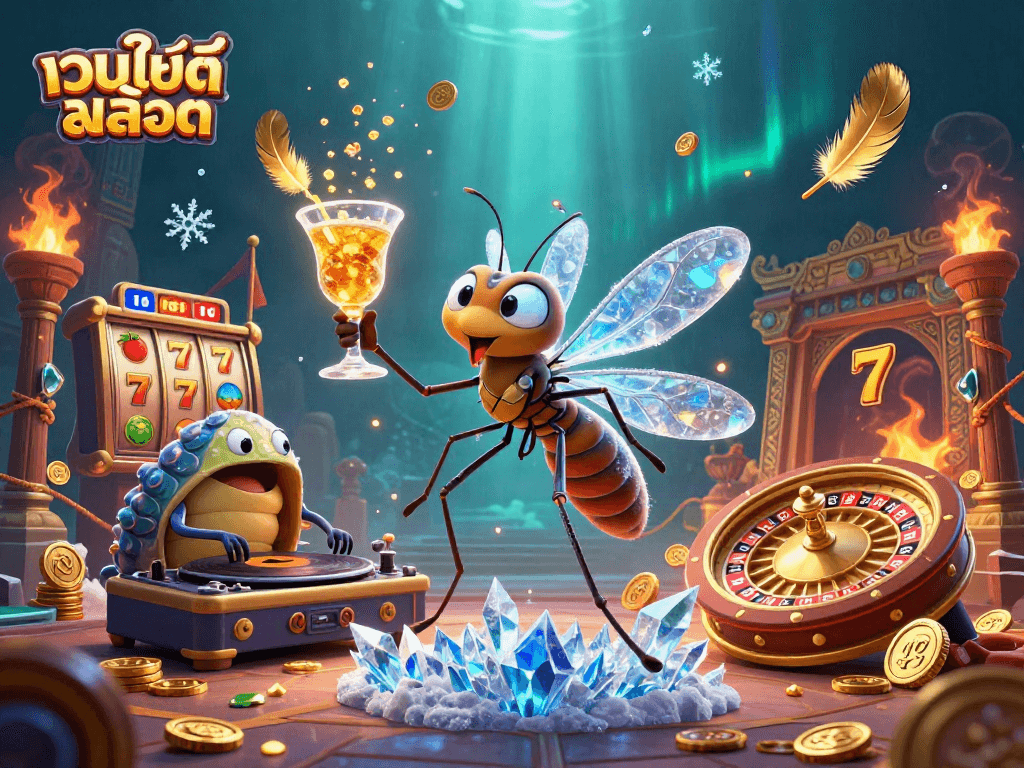 Engage in thrilling gambling at เว็บไซต์สล็อต with vibrant slot reels and colorful casino motifs.